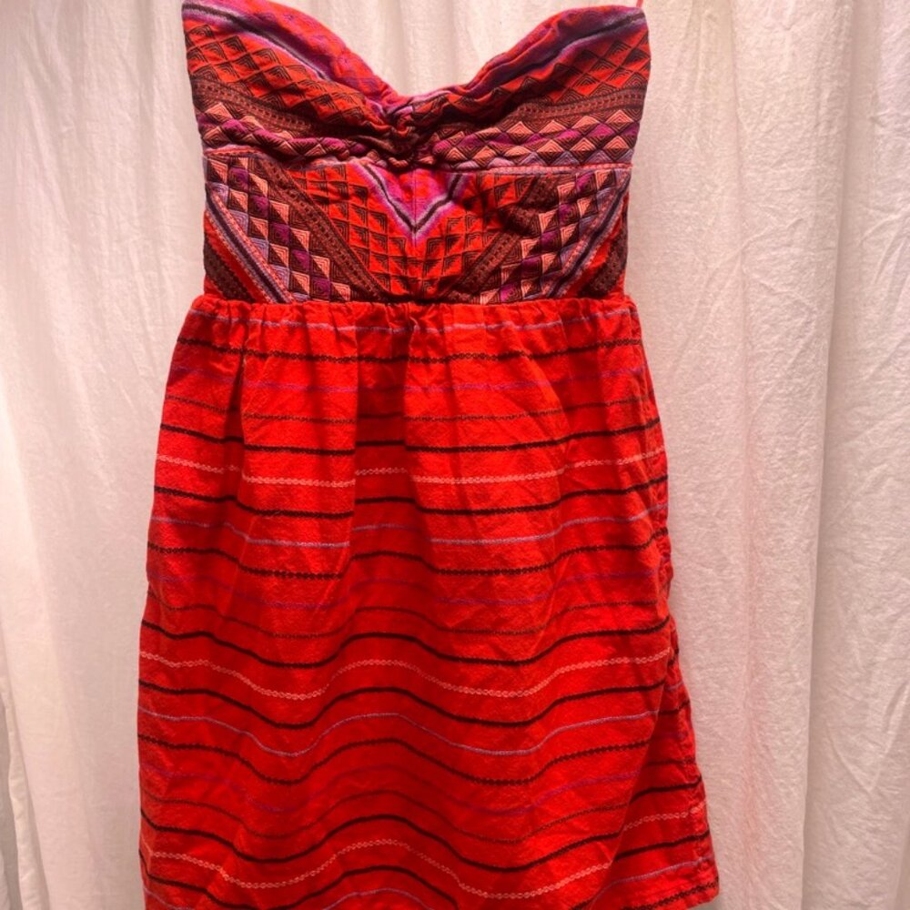 Strapless Roxy dress gorgeous fabric small